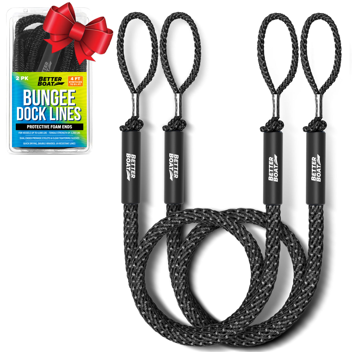 Yanyu Boat Bungee Dock Line 7-14ft | Shock Absorbent Mooring Line With Stainless Steel Clip