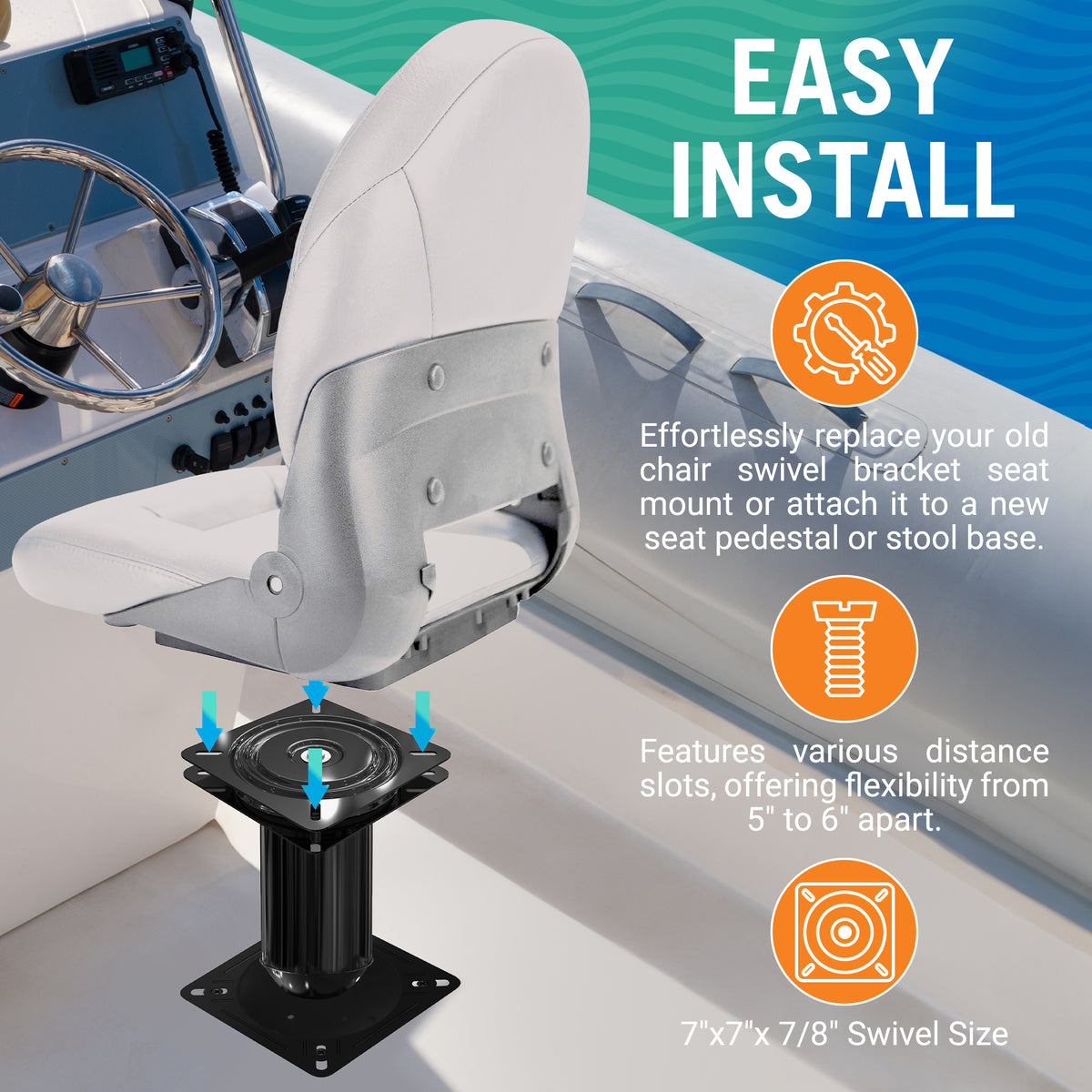 Clamp On Boat Seat with Swivel