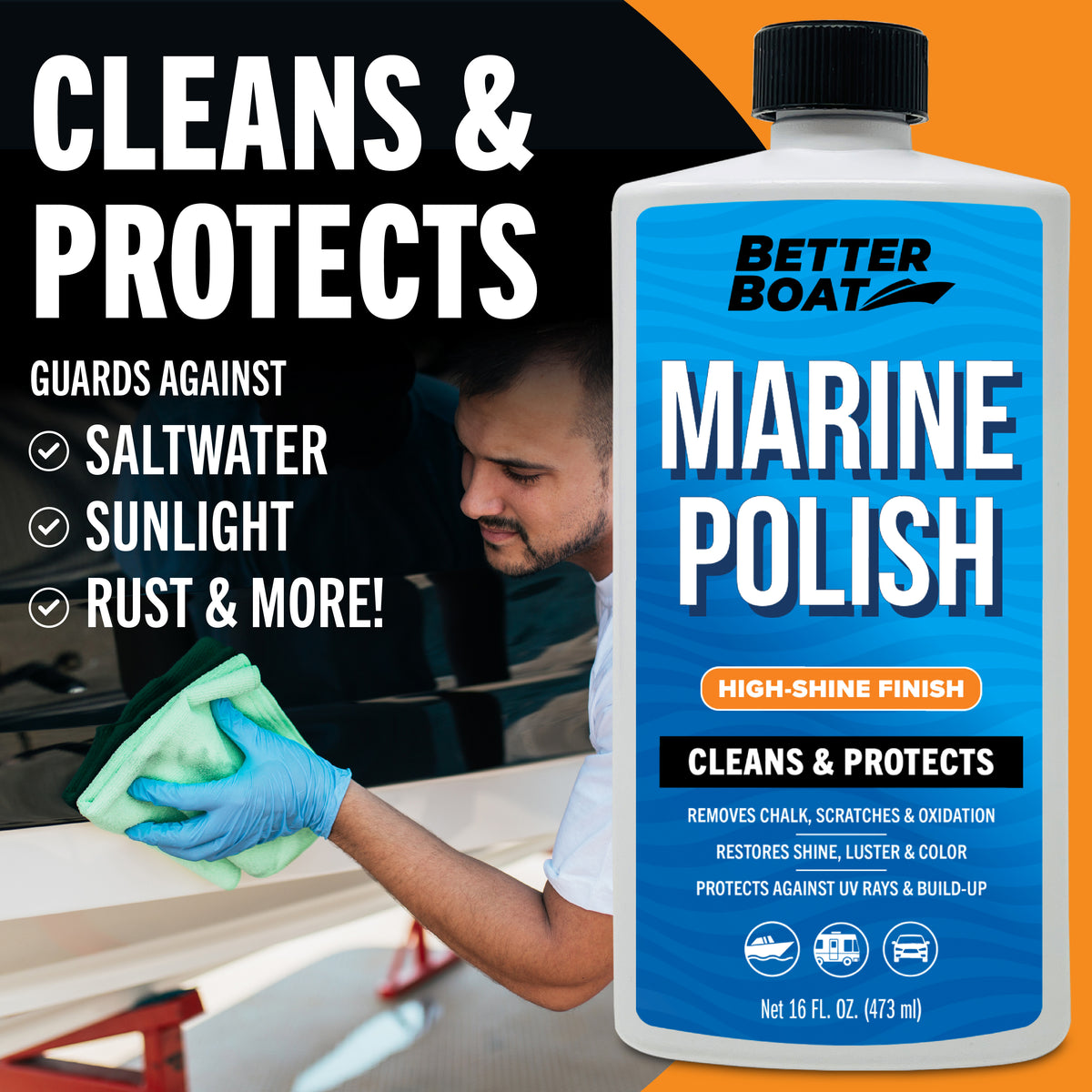 Boat Cleaner Water Spot Remover for Cars & Boat Wax Marine Grade Wax and  Polish