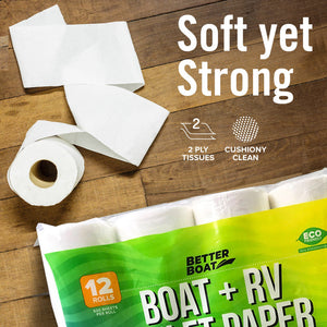 Thin 2 ply toilet paper for camping