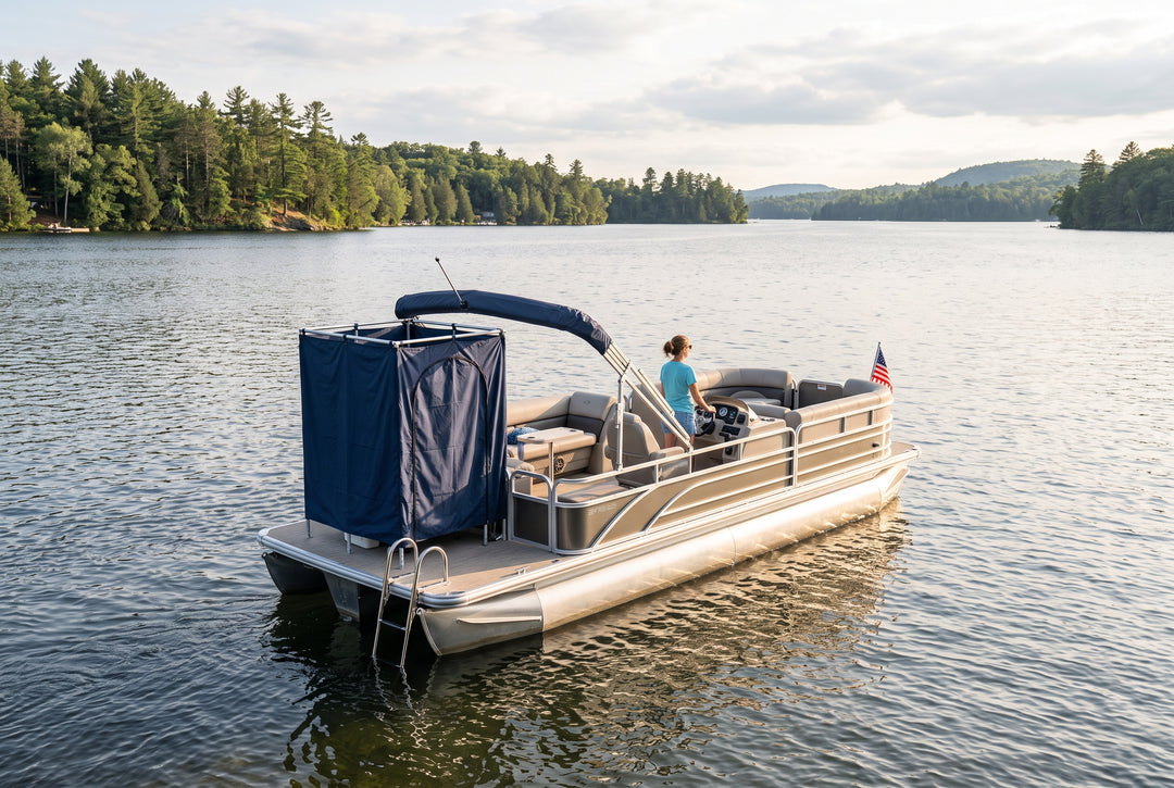 3 Ways to Add a Changing Room to Your Pontoon - boating photo