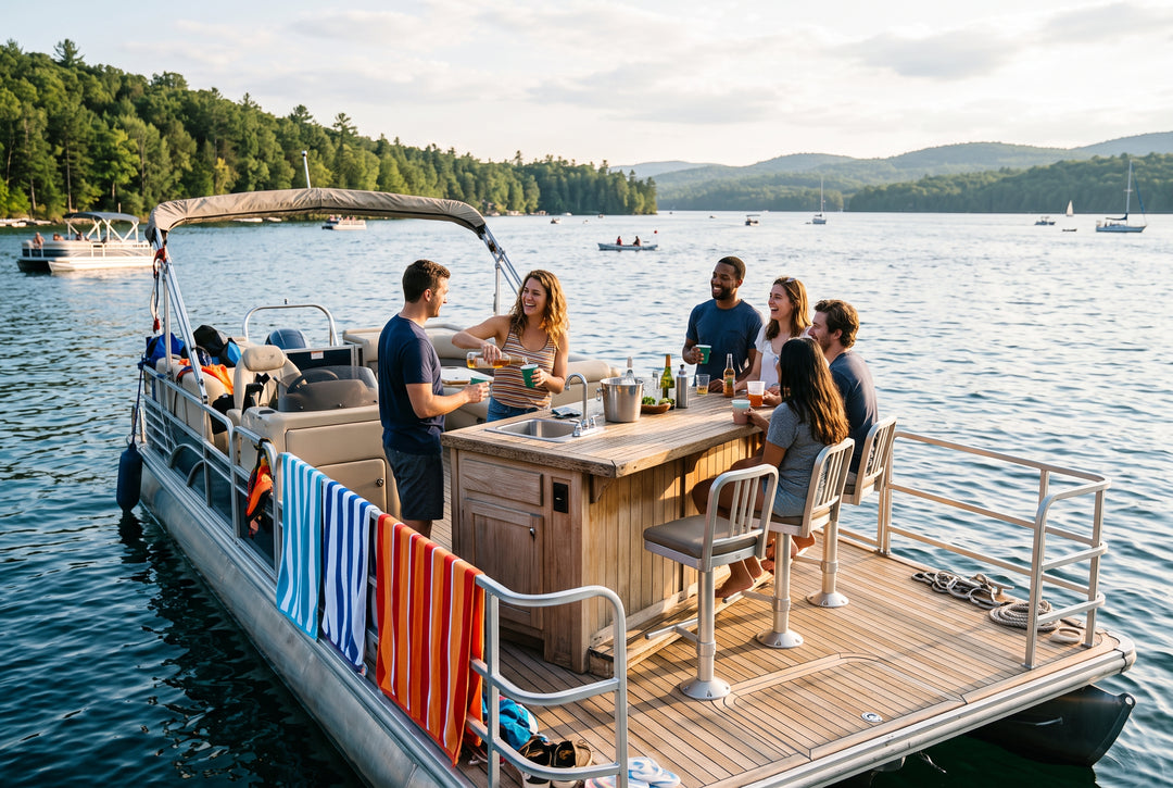 The Pontoon Boat Bar How to Make Your Boat Party Dreams Come True - boating photo
