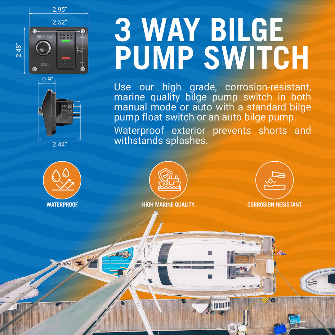 Better Boat Bilge Pump Switch 3 Way shown in 02 BilgePumpSwitch