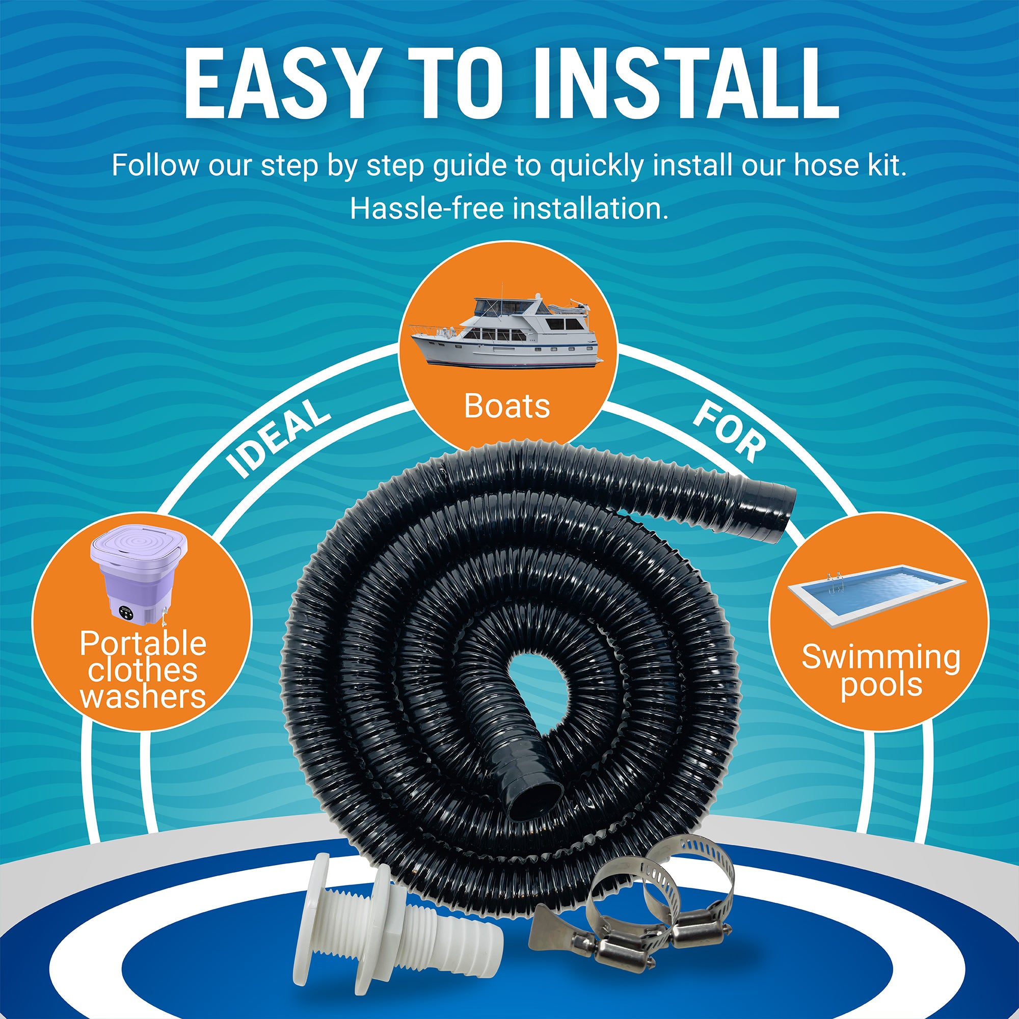 1-1/8 Inch Bilge Hose Bilge Pump Hose Installation Kit - 1-1/8 Inch 6FT PVC Hose With Thru-Hull Fitting Marine Hose Kit - Foto 8