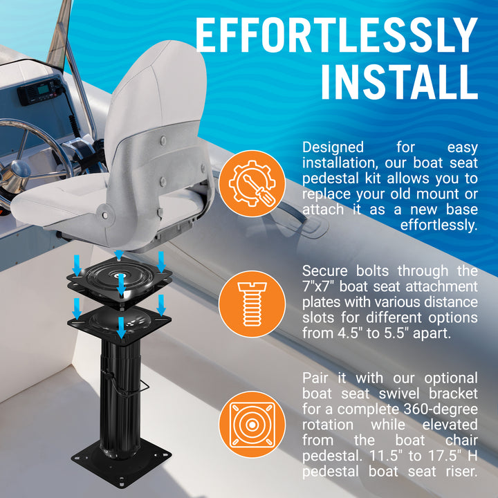 Better Boat Adjustable Boat Seat Pedestal Mount shown in ADJUSTABLEBOATSEATPEDESTAL 02 1