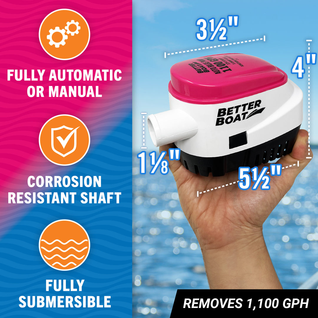 Better Boat Automatic Bilge Pump Auto shown in AutoBilgePump1100Supp