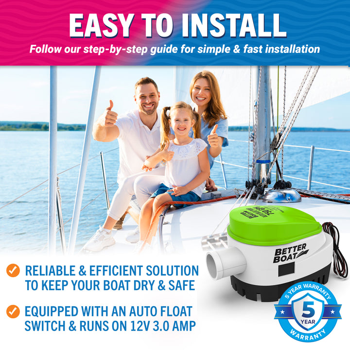 Better Boat Automatic Bilge Pump Auto shown in AuttoBilgePump750Supp4