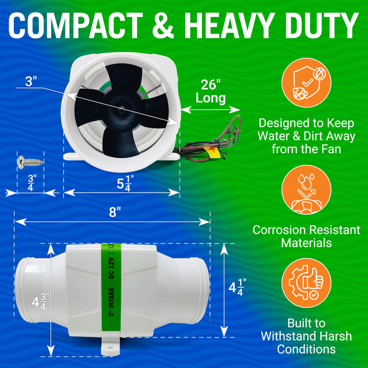 Better Boat Boat Blower Fan Inline 12v shown in BOATBLOWERFAN 3 03 1