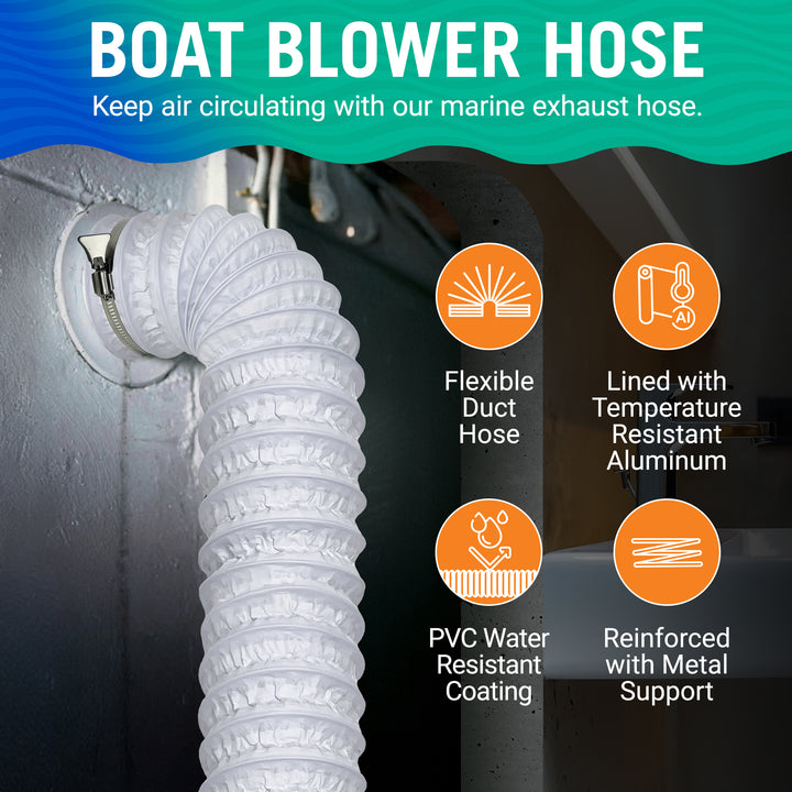 Better Boat Boat Blower Hose 3in or 4in Exhaust Hose shown in BOATBLOWERHOSE 3 02white