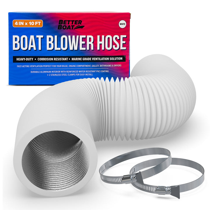 Better Boat Boat Blower Hose 3in or 4in Exhaust Hose shown in BOAT BLOWER HOSE 01 white