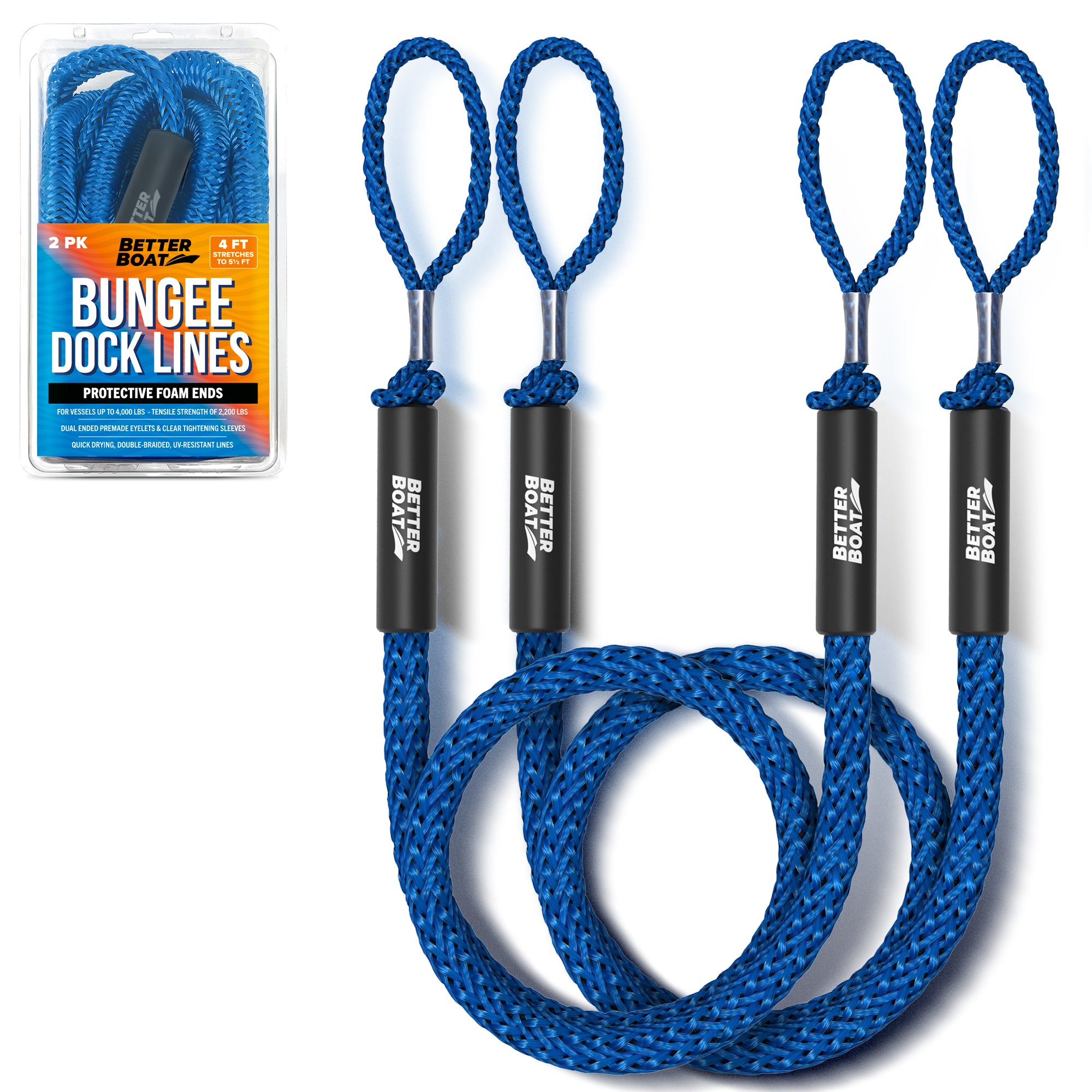 Rhino USA Heavy-Duty Bungee Dock Lines - Bungee Dock Rope for Rhino USA Heavy-Duty Bungee Dock Lines - Bungee Dock Rope for