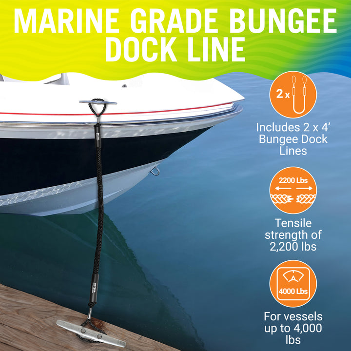 Better Boat Bungee Dock Lines shown in BUNGEEDOCKLINE black 02