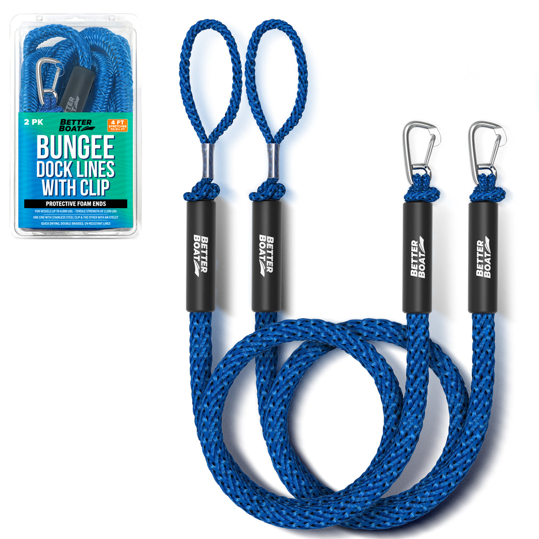 Better Boat Bungee Dock Lines shown in BUNGEEDOCKLINEwithclip 01 1