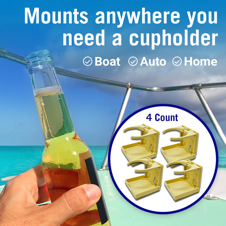 Better Boat Folding Boat Cup Holder 4PCs shown in BiegeBoatandRVCupholdersSupp3