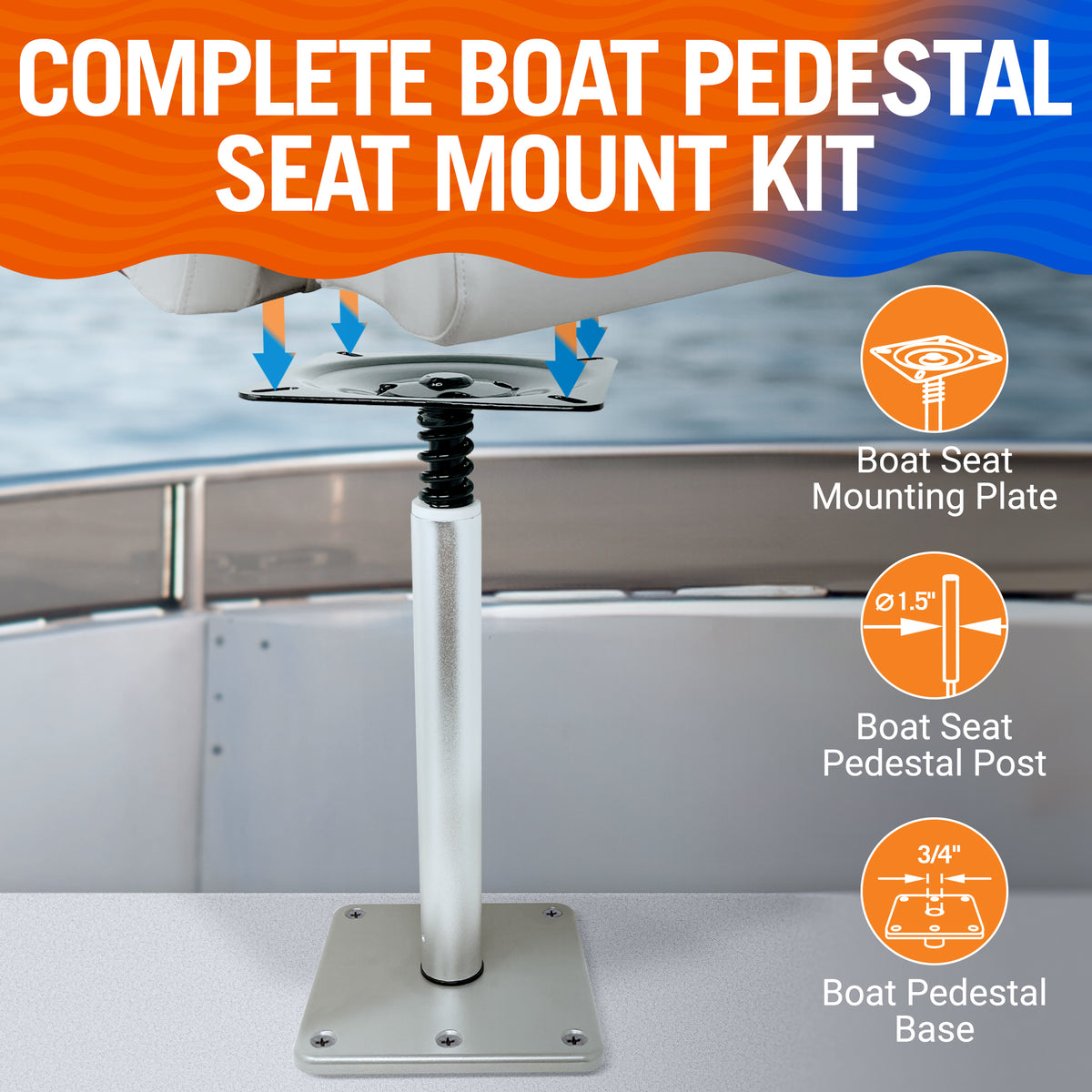 Boat Seat Swivel Boat Seat Pedestal, 14in Adjustable Height Boat