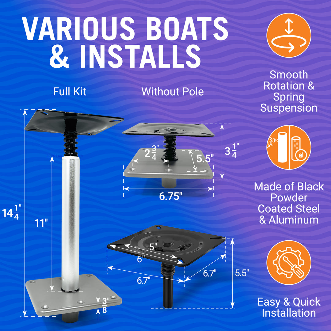 Better Boat Boat Pedestal Seat Package Boat Seat Kit shown in BoatSeat Pedestals 2 03