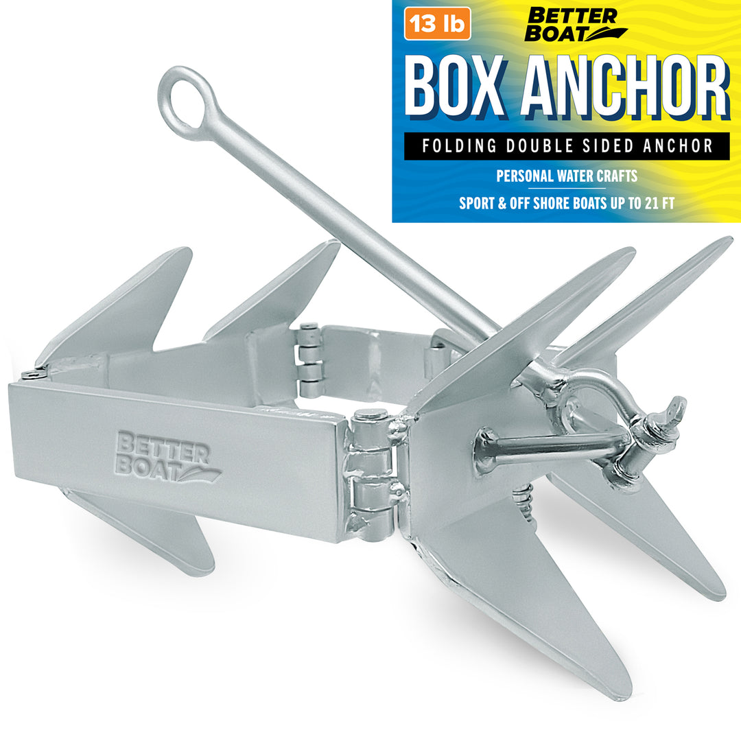Better Boat Box Anchor for Boats Folding Anchor shown in BoxAnchor13LbPrimary