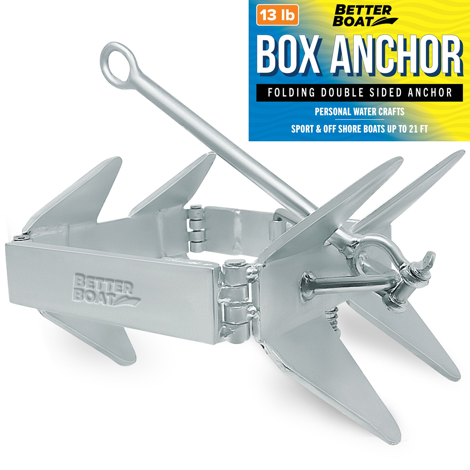 Box Anchor for Boats Folding Anchor - 13 lbs