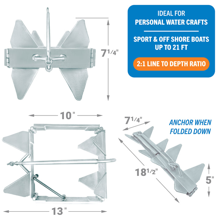Better Boat Box Anchor for Boats Folding Anchor shown in BoxAnchor13LbSupp4b