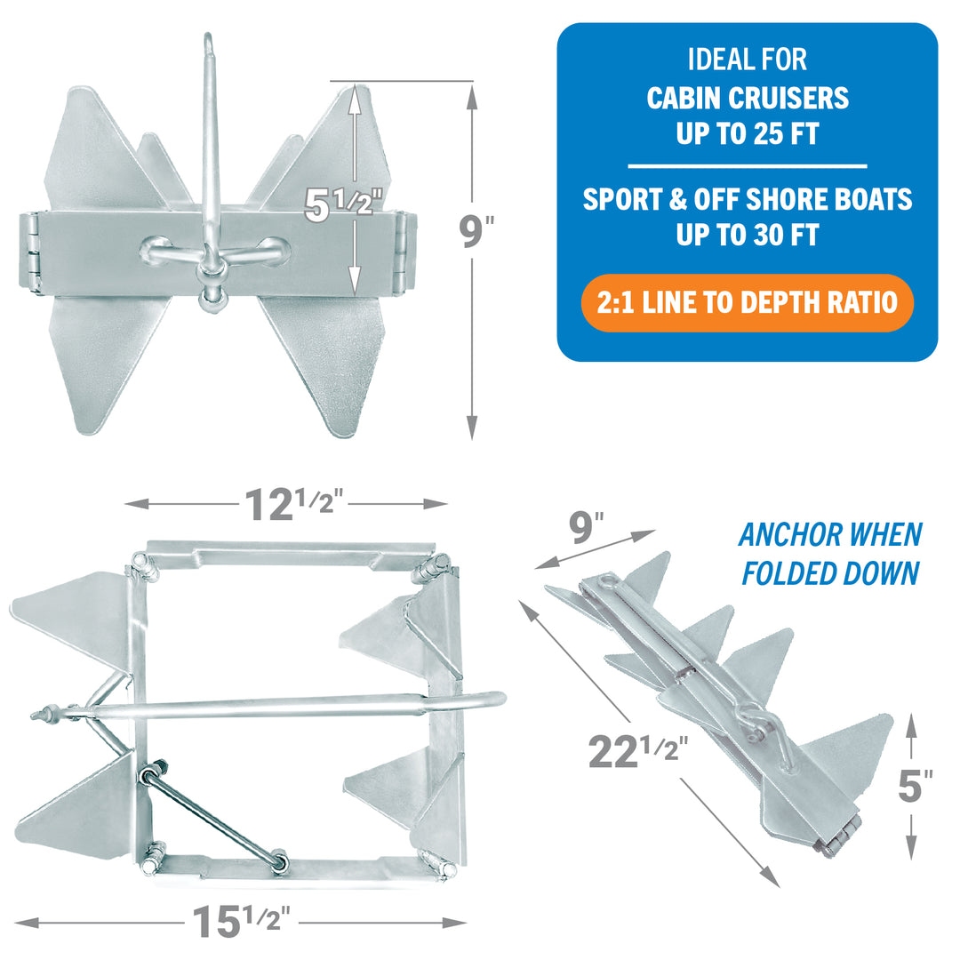 Better Boat Box Anchor for Boats Folding Anchor shown in BoxAnchor19LbSupp4