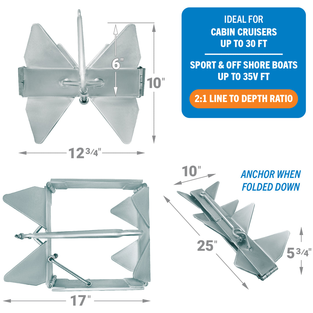 Better Boat Box Anchor for Boats Folding Anchor shown in BoxAnchor26LbSupp4