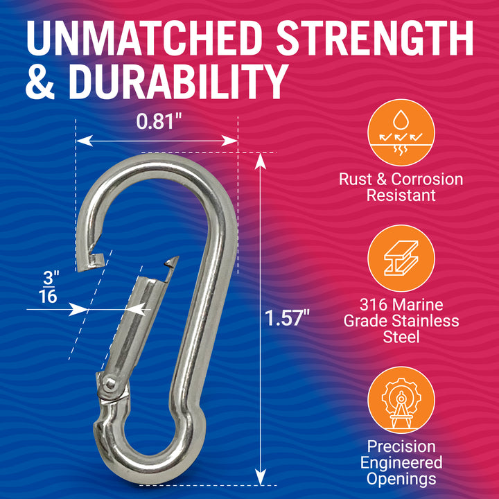 Better Boat 316 Stainless Steel Carabiner Clips product view 2