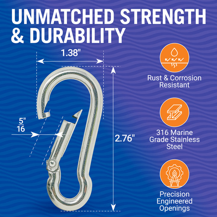 Better Boat 316 Stainless Steel Carabiner Clips product view 4
