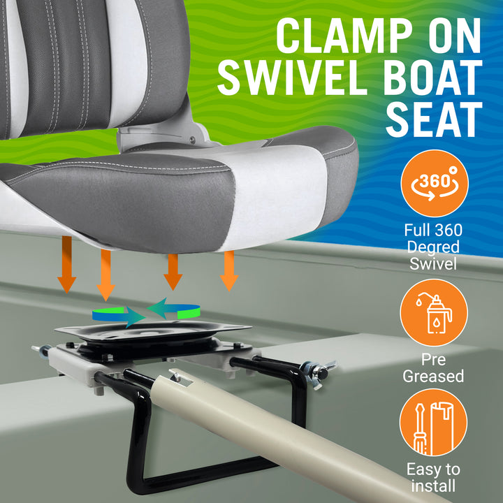 Better Boat Clamp on Boat Seat with Swivel shown in CLAMPONSWIVELBOATSEAT 02