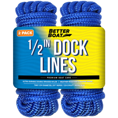 Boat Dock Lines & Rope Boat Ropes for Docking 1/2 Line Braided Mooring Marine Rope 25ft 1/2 inch Nylon Rope Boat Dock Lines for Docking Boat Lines