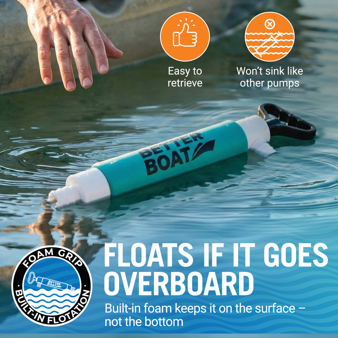 Better Boat Small Floating Bilge Pump shown in ManualBilgePump 03 1