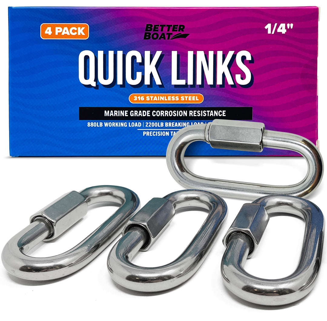 Better Boat Stainless Steel Quick Links shown in QUICK LINKS 1 4 01clean
