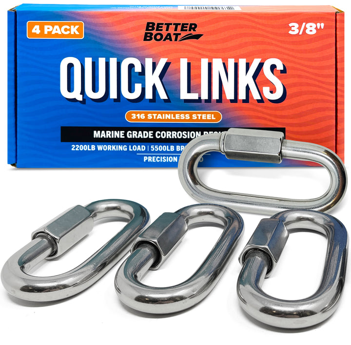 Better Boat Stainless Steel Quick Links shown in QUICK LINKS 3 8 01clean