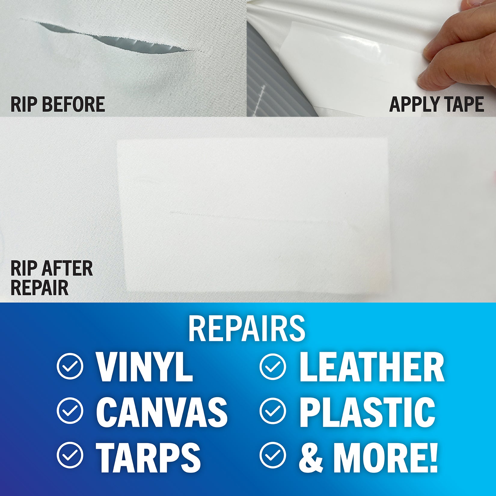 Heavy Duty Fabric Repair Tape: Canvas, Boat Covers, Awnings