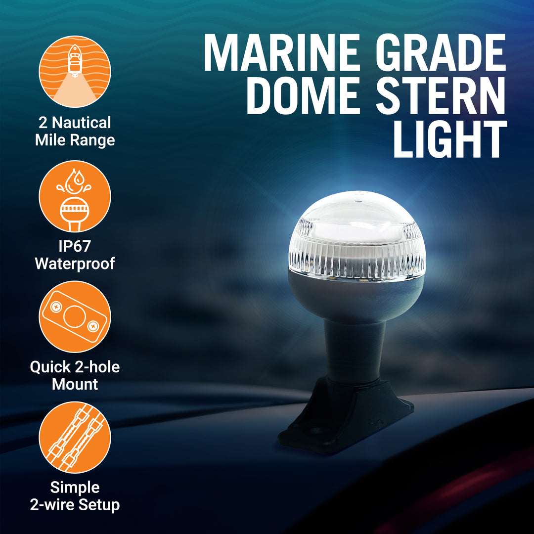 Better Boat Boat Stern Lights LED Dome Design shown in SternLightforBoats 4 02