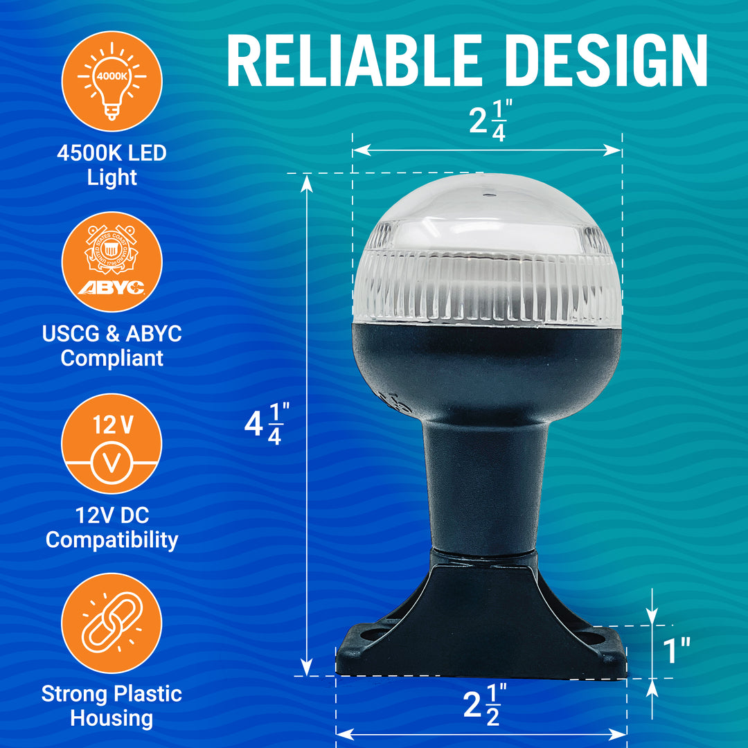Better Boat Boat Stern Lights LED Dome Design shown in SternLightforBoats 4 03