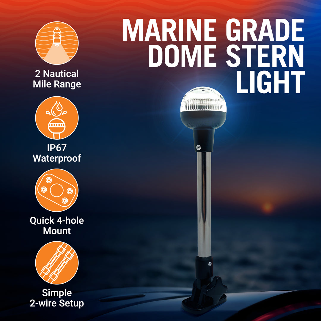 Better Boat Boat Stern Lights LED Dome Design shown in Stern Light for Boats 12 02