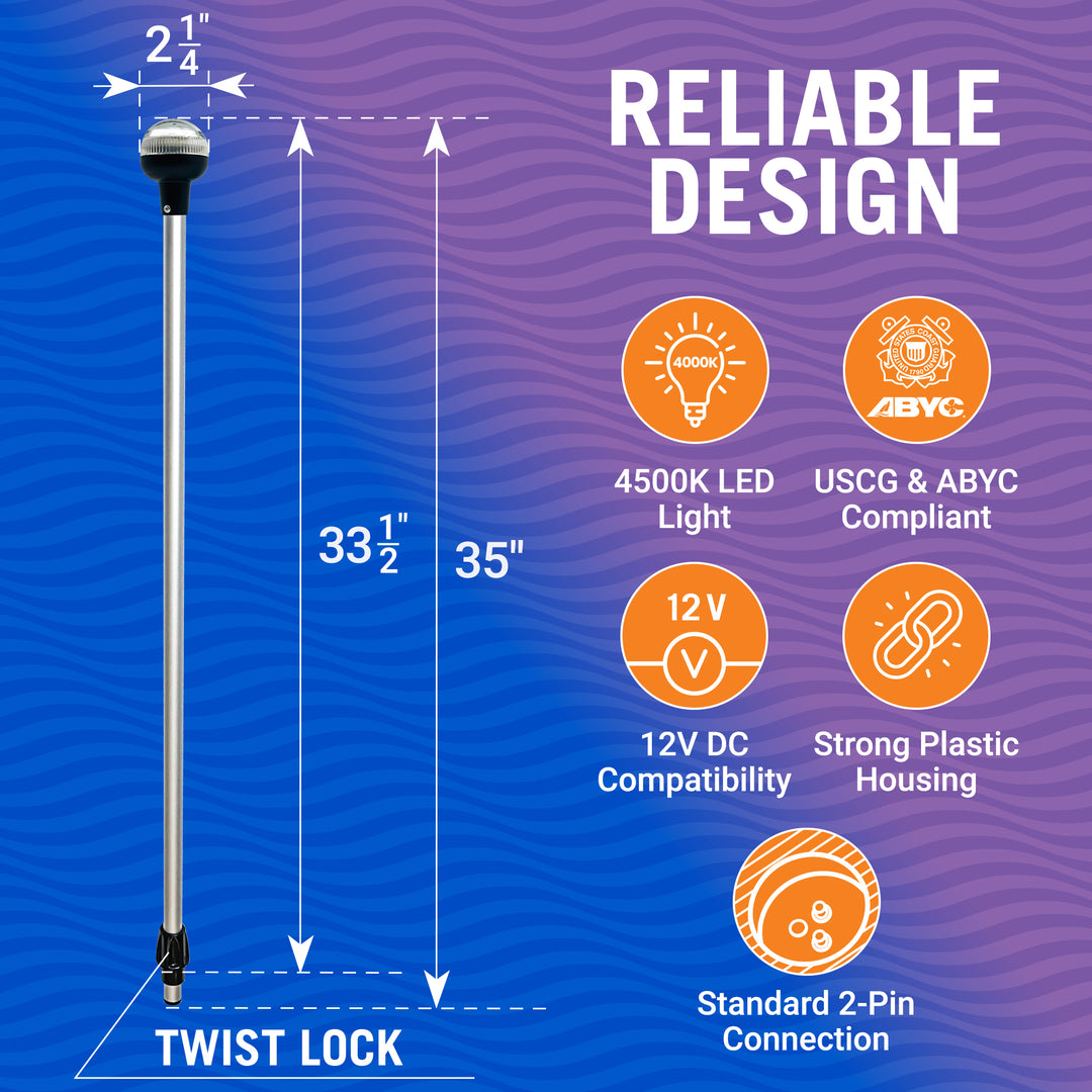 Better Boat Boat Stern Lights LED Dome Design shown in Stern Light for Boats 35 03