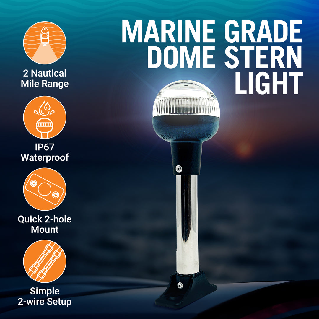 Better Boat Boat Stern Lights LED Dome Design shown in Stern Light for Boats 7.5 02