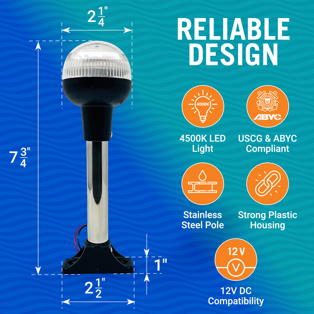 Better Boat Boat Stern Lights LED Dome Design shown in Stern Light for Boats 7.5 03