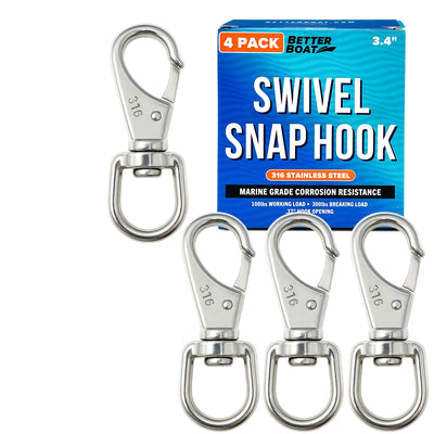 Load image into Gallery viewer, 4 Pack Stainless Steel Swivel Snap Hooks
