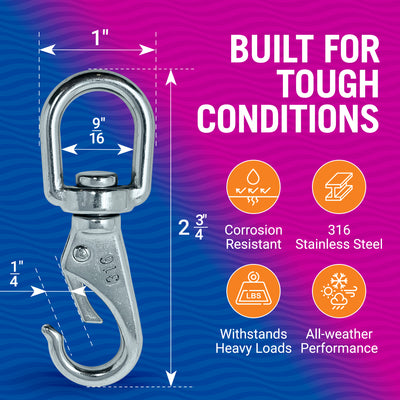 Load image into Gallery viewer, 4 Pack Stainless Steel Swivel Snap Hooks
