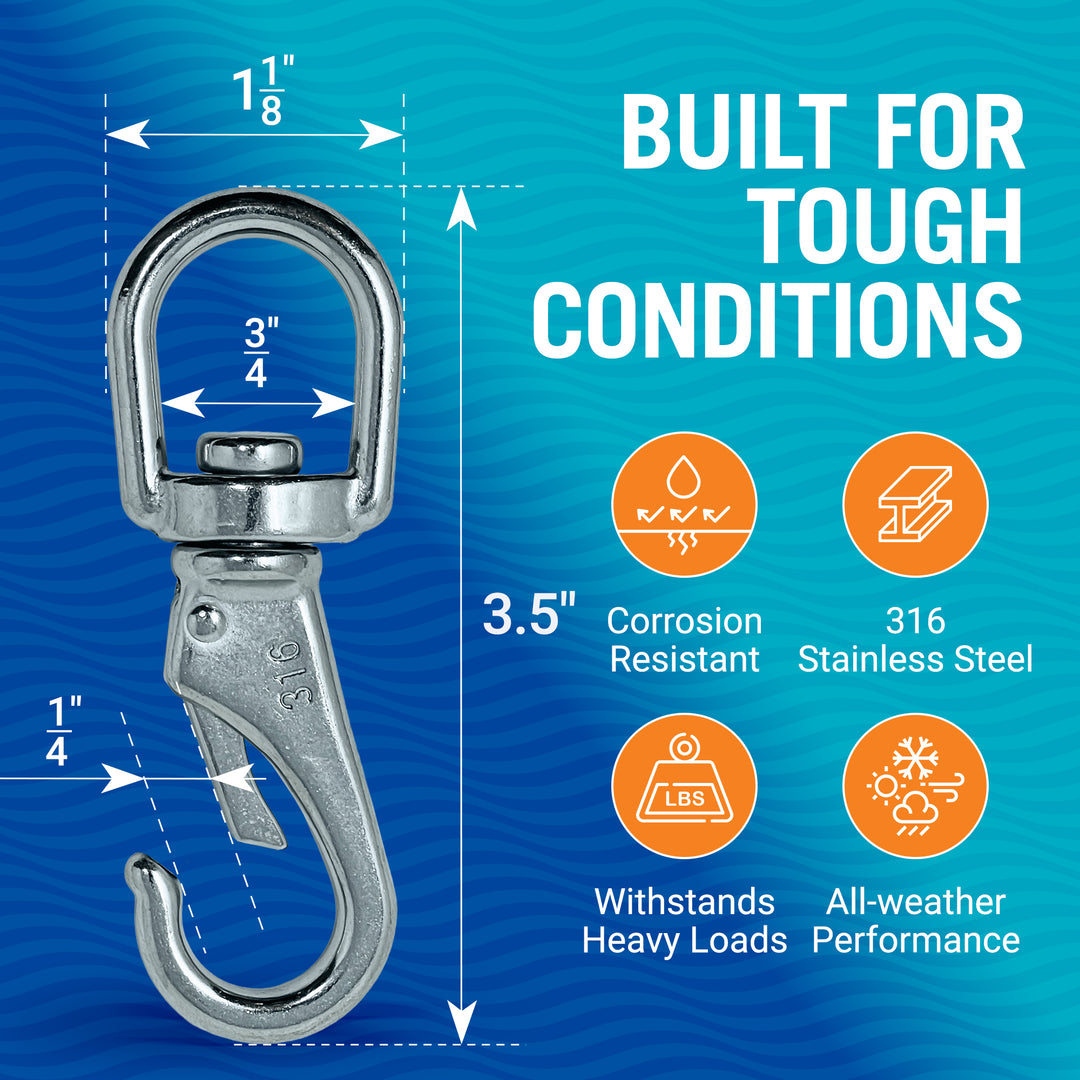 Better Boat 4 Pack Stainless Steel Swivel Snap Hooks product view 2