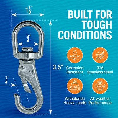 Load image into Gallery viewer, 4 Pack Stainless Steel Swivel Snap Hooks