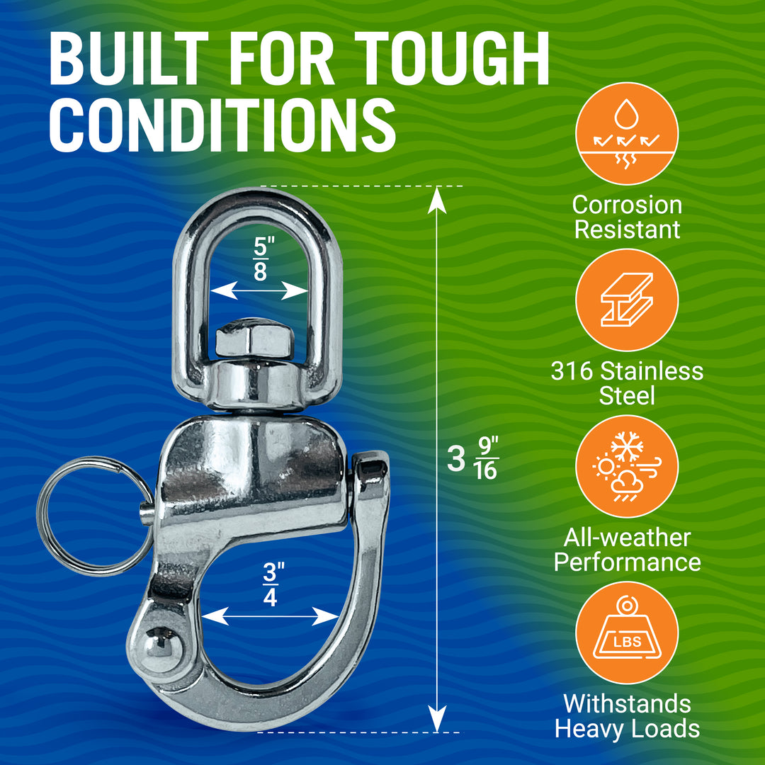 Better Boat 316 Stainless Steel Swivel Snap Shackle product view 2