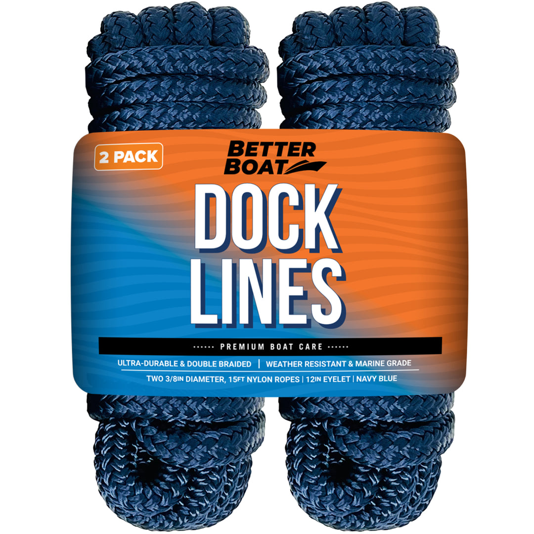 Better Boat 3/8" Dock Lines 15FT (draft) shown in ThreeEightInchDockLines2PackNavyBluePrimary