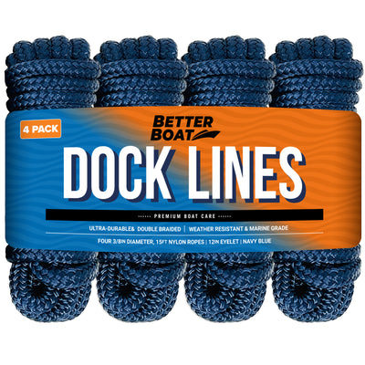 3/8 Dock Lines 15ft - 4 Pk / Navy Blue