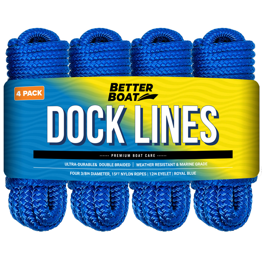 Better Boat 3/8" Dock Lines 15FT (draft) shown in ThreeEightInchDockLines4PackRoyalBluePrimary