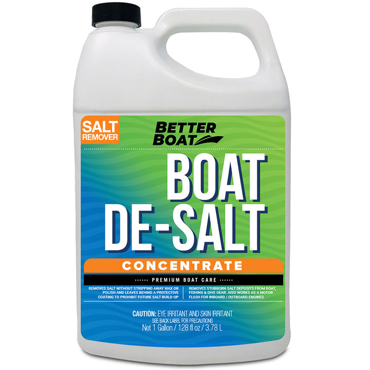 Better Boat De-Salt Concentrate Salt Remover and Flusher shown in boat de salt gallon saltremover
