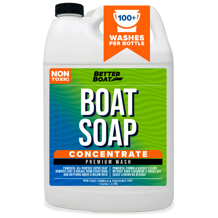 Better Boat Premium Boat Soap Concentrate shown in boat wash shopgallon