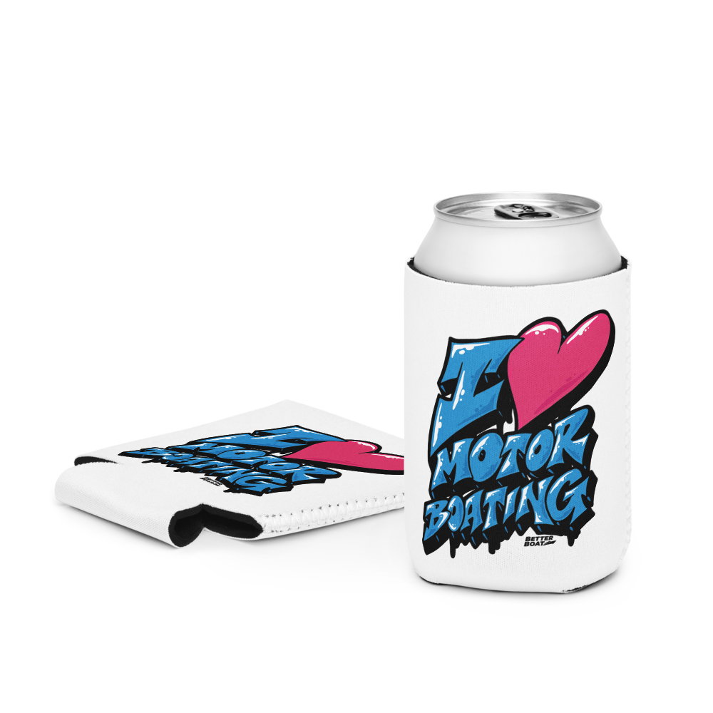 Better Boat I Love Motor Boating Can Cooler | Slim &amp; Standard Neoprene Koozie product view 6